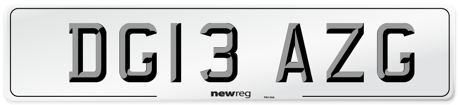 DG13 AZG Number Plate from New Reg